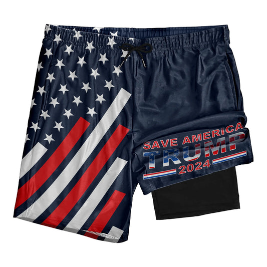 Gentlemen's Naval Flag 7-Inch Compression Swim Trunks