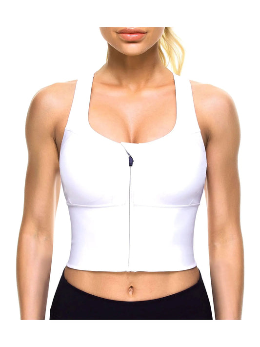Front-Zip Supportive Longline Sports Bra with Moisture-Wicking Fabric
